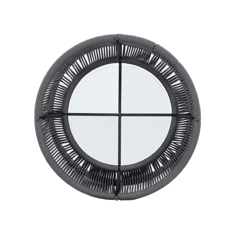 2-Piece Outdoor Sunbed and Coffee Table Set, Patio Double Chaise Lounger Loveseat Daybed with Clear Tempered Glass Table for the patio, poolside (Grey Cushion + Dark Grey Rope)