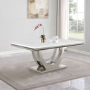Allessandra - Rectangular U-Shaped Base Dining Table - White / Silver by HouseOfZazla