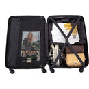 3 Piece Luggage Sets ABS Lightweight Suitcase with Two Hooks, Spinner Wheels, TSA Lock, (20/24/28) Black