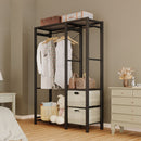 Garment Rack With Shelves, 2 Wicker Drawers, 4 Hooks, Organizer by Unique Piece Furniture