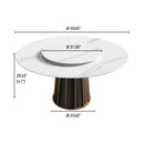 59.05" Modern Artificial Stone Round Panel Metal Iron Base Dining Table, Can Accommodate 8 People Artificial Stone Turntable (Not Including Chairs) - White / Black by HouseOfZazla