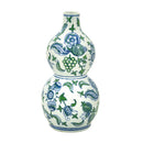D6.9x13.4" Porcelain Double Gourd Vase with Cherry Blossom Patterns