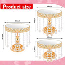 3-Piece Round Metal Cake Stand Set with Crystal Pendants Gold