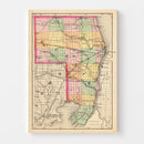 Vintage Map of St. Clair County, Michigan 1873