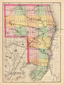 Vintage Map of St. Clair County, Michigan 1873