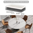 Modern Artificial Stone Round Carbon Steel Base Dining Table, Can Accommodate 6 People by Unique Piece Furniture