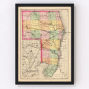 Vintage Map of St. Clair County, Michigan 1873