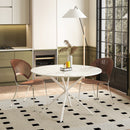 47.24" Modern Cross Leg Round Dining Table, White Marble Top Occasional Table, Two Piece Removable Top, Matte Finish Iron Legs