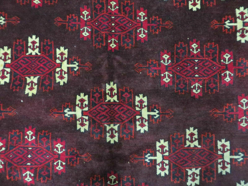 7' X 10' Antique Handmade Yamud Turkoman Wool Rug Excellent
