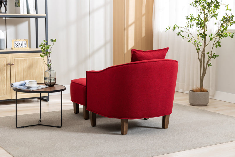 Accent Chair with Ottoman, Mid Century Modern Barrel Chair Upholstered Club Tub Round Arms Chair for Living Room