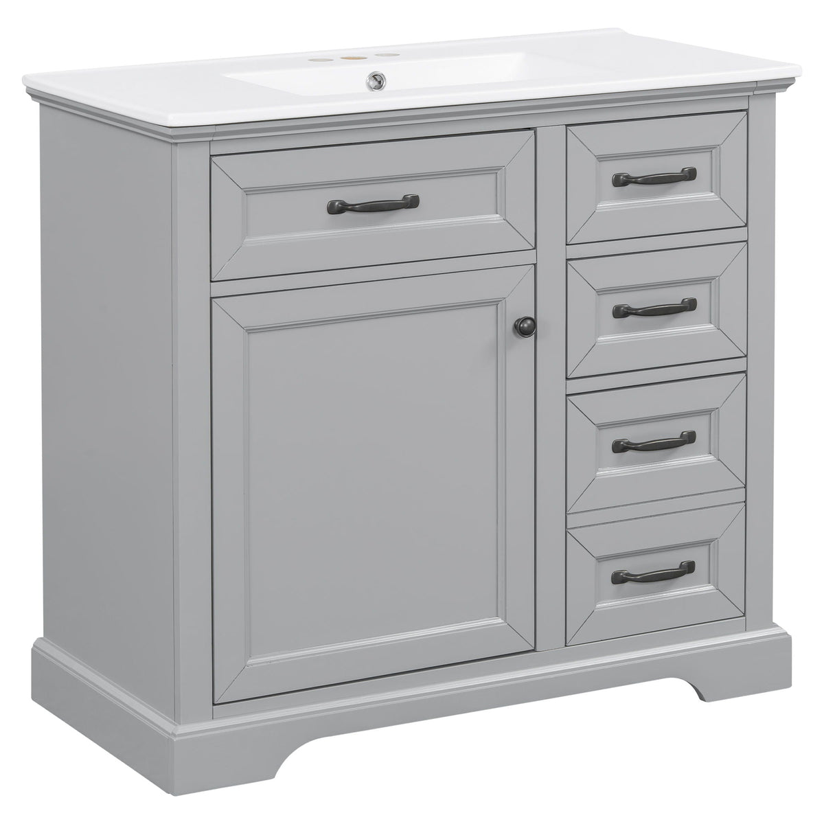 36" Bathroom Vanity With Sink, 2 Tip-Out Drawers, Soft Close Hinges, photo 11 of 40
