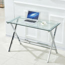Transparent Glass Computer Desk With Rounded Edges, Tempered Glass Laptop Table - Clear by Unique Piece Furniture