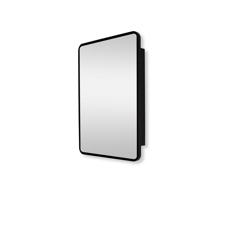 20x28 inch Black Metal Framed Wall mount or Recessed Bathroom Medicine Cabinet with Mirror