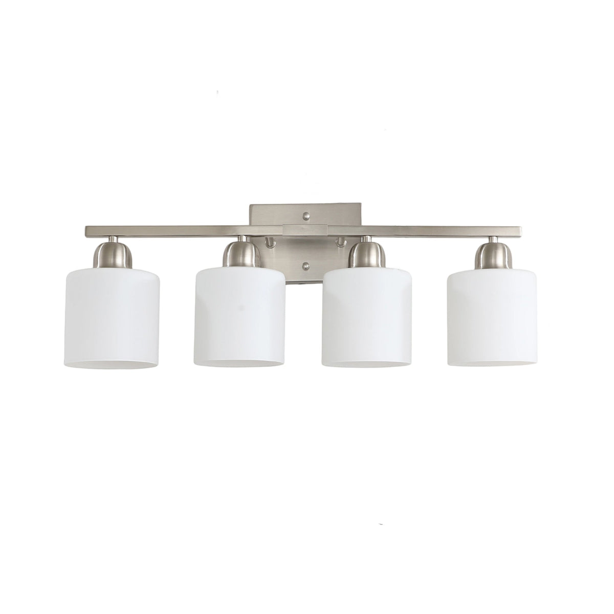 Modern 4-Light Bathroom Fixture with Nickel Finish and Milky, photo 4 of 7