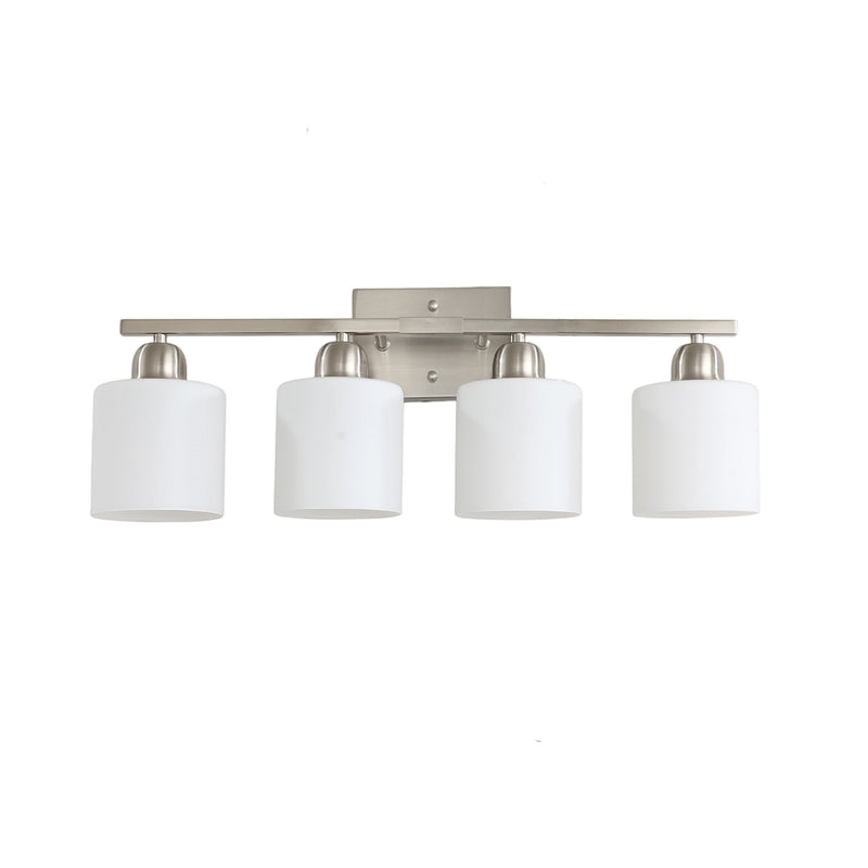 Modern 4-Light Bathroom Fixture with Nickel Finish and Milky, photo 4 of 7