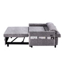 55.1" Pull Out Sleep Sofa Bed Loveseats Sofa Couch with Adjustable Backrest, Storage Pockets, 2 Soft Pillows, USB Ports for Living Room, Bedroom, Apartment, Office,Grey
