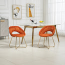 Accent Chairs Set of 2, Velvet Side Chairs with Gold Legs, Mid-Century Upholstered Dining Chairs for Living Room, Kitchen, Bedroom, Beauty Room