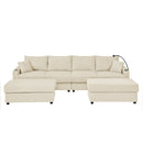 Modern U-Shaped Couch with Storage and Ottomans