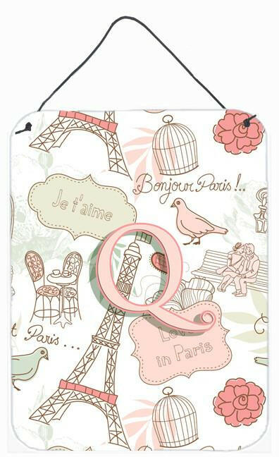 Letter Q Love in Paris Pink Wall or Door Hanging Prints CJ2002-QDS1216