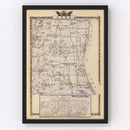 Vintage Map of Lake County, Illinois 1876