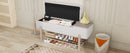 TREXM Farmhouse Upholstered Storage Bench with Hidden Compartment