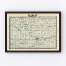 Vintage Map of Stephenson County, Illinois 1876