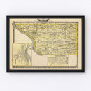 Vintage Map of Jo-Daviess County, Illinois 1876