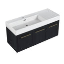Contemporary 48" Wall Mounted Bathroom Vanity With Resin Sink And Soft Closing Doors And Line - Black Chestnut by HouseOfZazla