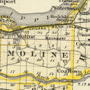 Vintage Map of Rock Island County, Illinois 1876