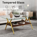 Rectangle Coffee Table With Tempered Glass Top And Shelf by HouseOfZazla