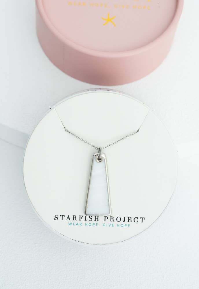 Pillar Mother of Pearl Necklace in Silver