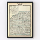 Vintage Map of Henry County, Illinois 1876
