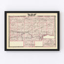 Vintage Map of Bureau County, Illinois 1876