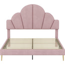 3 Pieces Bedroom Sets, Queen Size Modern Velvet Upholstered Bed Frame with  Petal Shape Headboard, 3 Drawers Nightstands, Pink