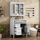 Bathroom Vanity With Medicine Cabinet, Royal Mirror Cabinet, Modern Bathroom Storage Cabinet With 2 Soft Closing Doors And 4 Drawers by Unique Piece Furniture