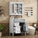 Bathroom Vanity With Medicine Cabinet, Royal Mirror Cabinet, Modern Bathroom Storage Cabinet With 2 Soft Closing Doors And 4 Drawers by HouseOfZazla