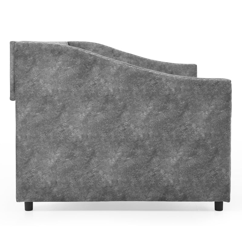 Full Size Daybed with Drawers Upholstered Tufted Sofa Bed, with Button on Back and Copper Nail on Waved Shape Armsrey0.5"55.5"27.5"