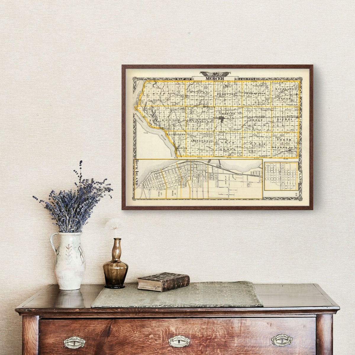 Vintage Map of Mercer County, Illinois 1876, photo 3 of 5