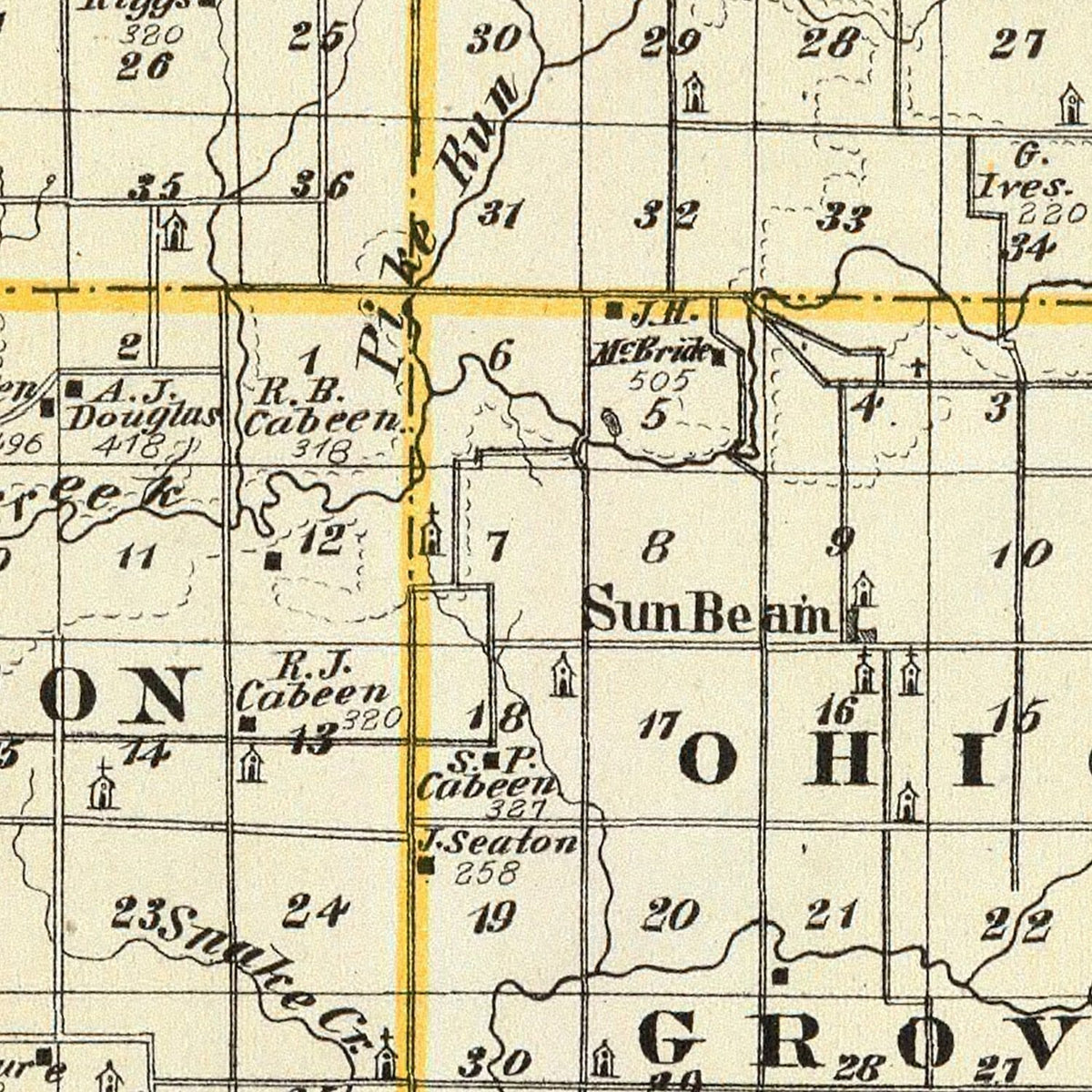 Vintage Map of Mercer County, Illinois 1876, photo 2 of 5