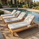 Teak Finish Acacia Wood Chaise Lounge with 4-Inch Cushion by HouseOfZazla