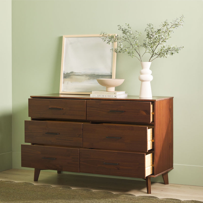 Sloane 6-Drawer Modern Solid Wood Dresser with Metal Handles