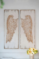 Feather Wing Wall Panels With Distressed, Rectangle Hanging Wall Art (Set of 2) - Multicolor by HouseOfZazla