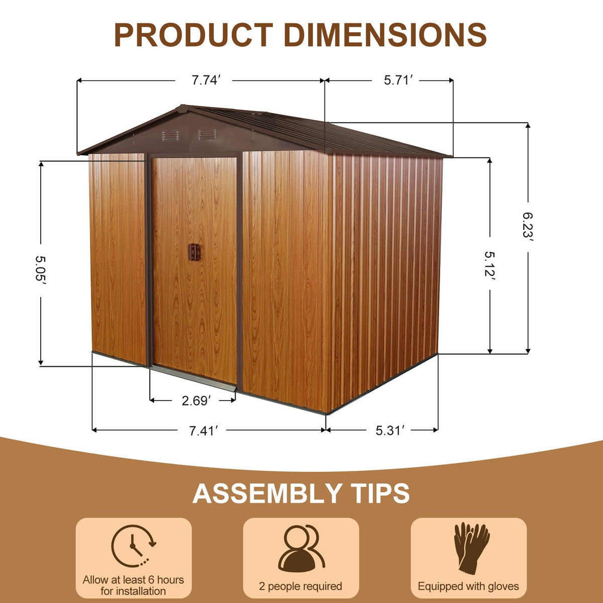 Outdoor Metal Storage Shed With Floor Base, photo 13 of 40