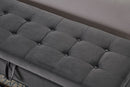 58.6" Bed Bench Metal Base with Storage Grey Velvet