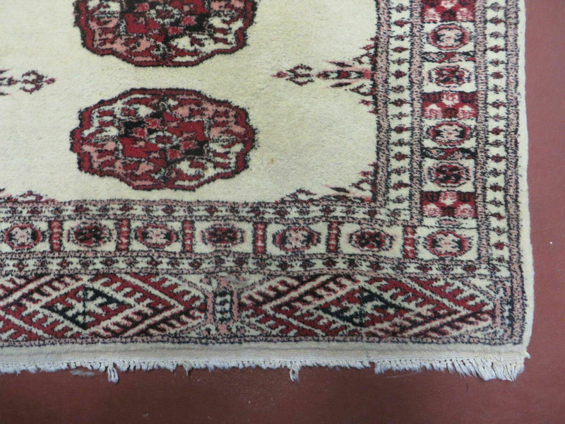2' 7" x 7' Handmade Finely Knotted Pakistani Turkoman Bokhara Detailed Wool Rug