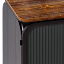 28.35" Glass Doors Modern Two-door Cabinet with Featuring Three-tier Storage, Unique Fir Cabinet Top, for Entryway, Living Room, Home Office, Dining Room