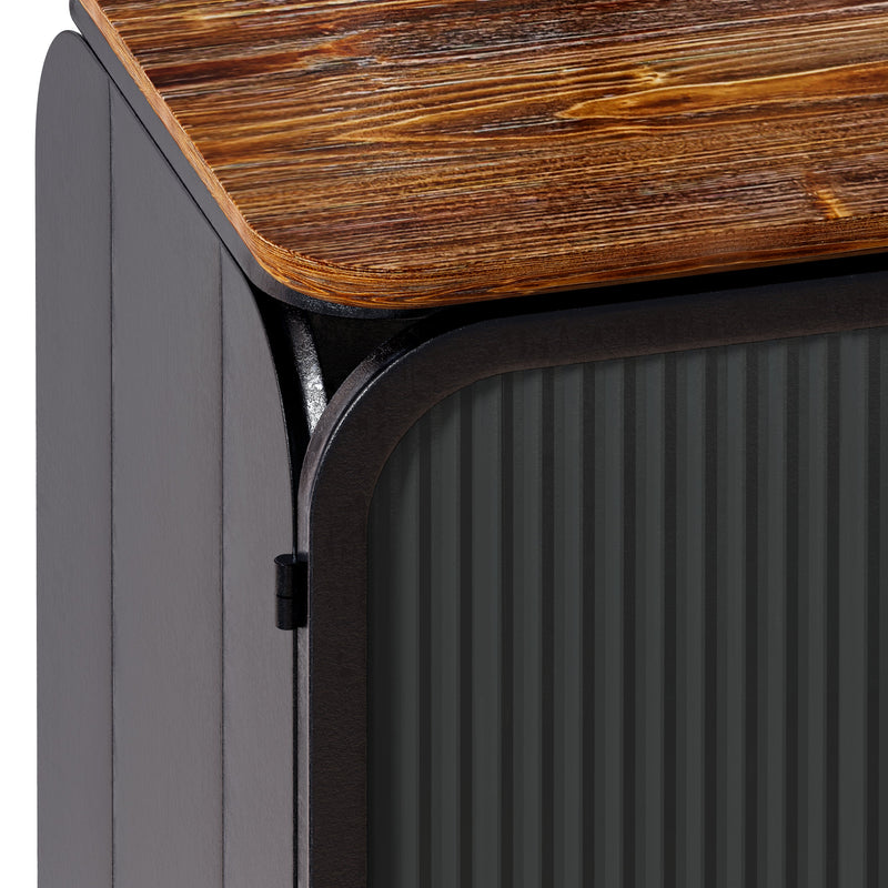 28.35" Glass Doors Modern Two-door Cabinet with Featuring Three-tier Storage, Unique Fir Cabinet Top, for Entryway, Living Room, Home Office, Dining Room