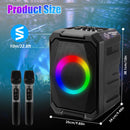 Portable Wireless Party Speaker | LED Lights, 2 Wireless Mics, Remote, TWS & Guitar Input