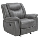 Encino - Upholstered Padded Arm Glider Recliner - Gray by HouseOfZazla