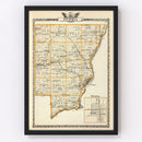 Vintage Map of Peoria County, Illinois 1876